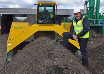 Eco managing director Trelawney Dampney has invested in a new windrow turner to meet the notices  